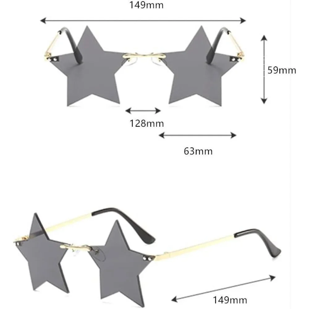 Unisex Star Shape Frameless Sunglasses UV400 Mirror Lenses Stylish Accessory